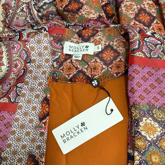 NEW Molly Bracken Fuchsia Livia Quilted Jacket S Boho Cottagecore Shaket Warm - Picture 6 of 13